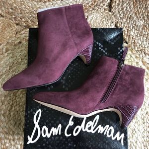 Sam Edelman Lucy Pointy Toe Bootie. Sangria. S-7